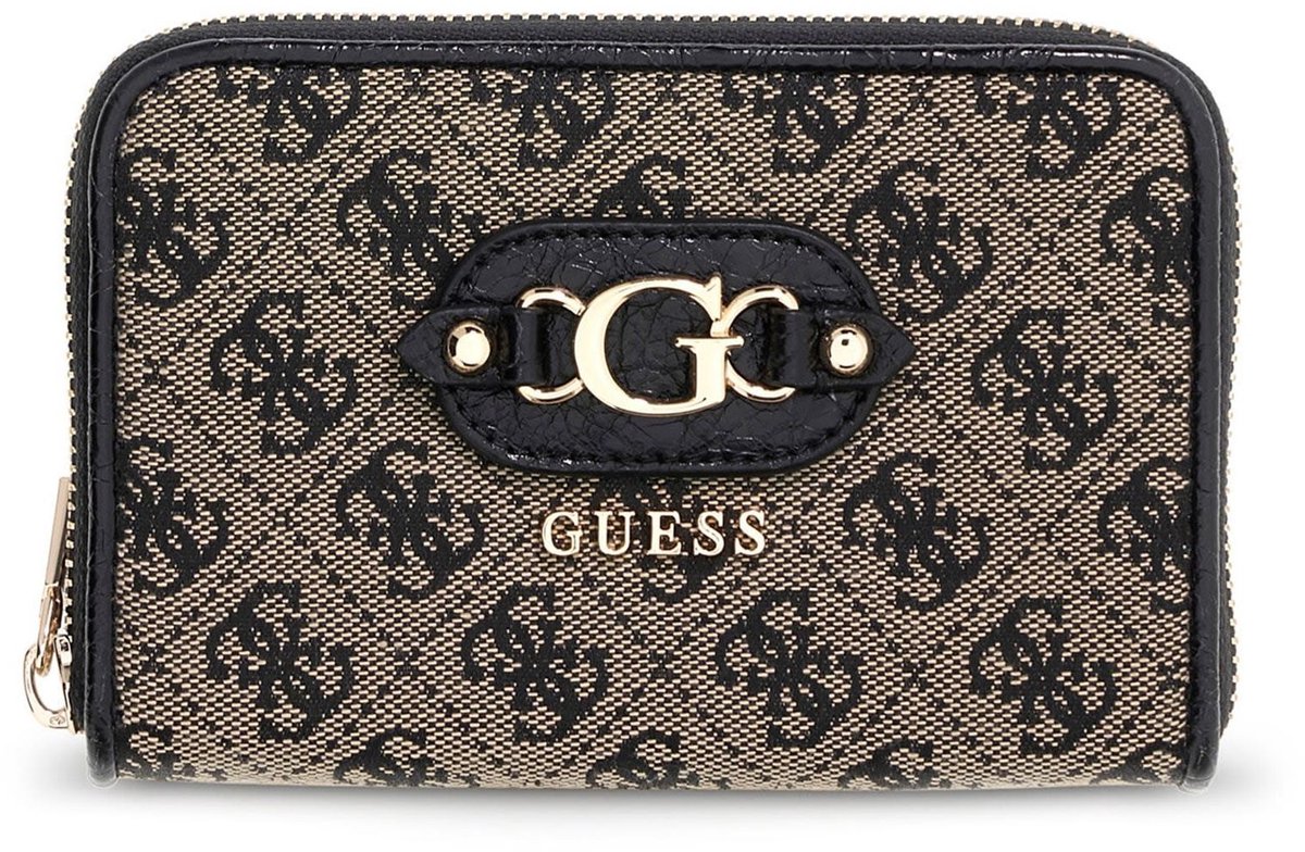 GUESS portemonnee Samantha SLG Zip Around Wallet Black Logo beige