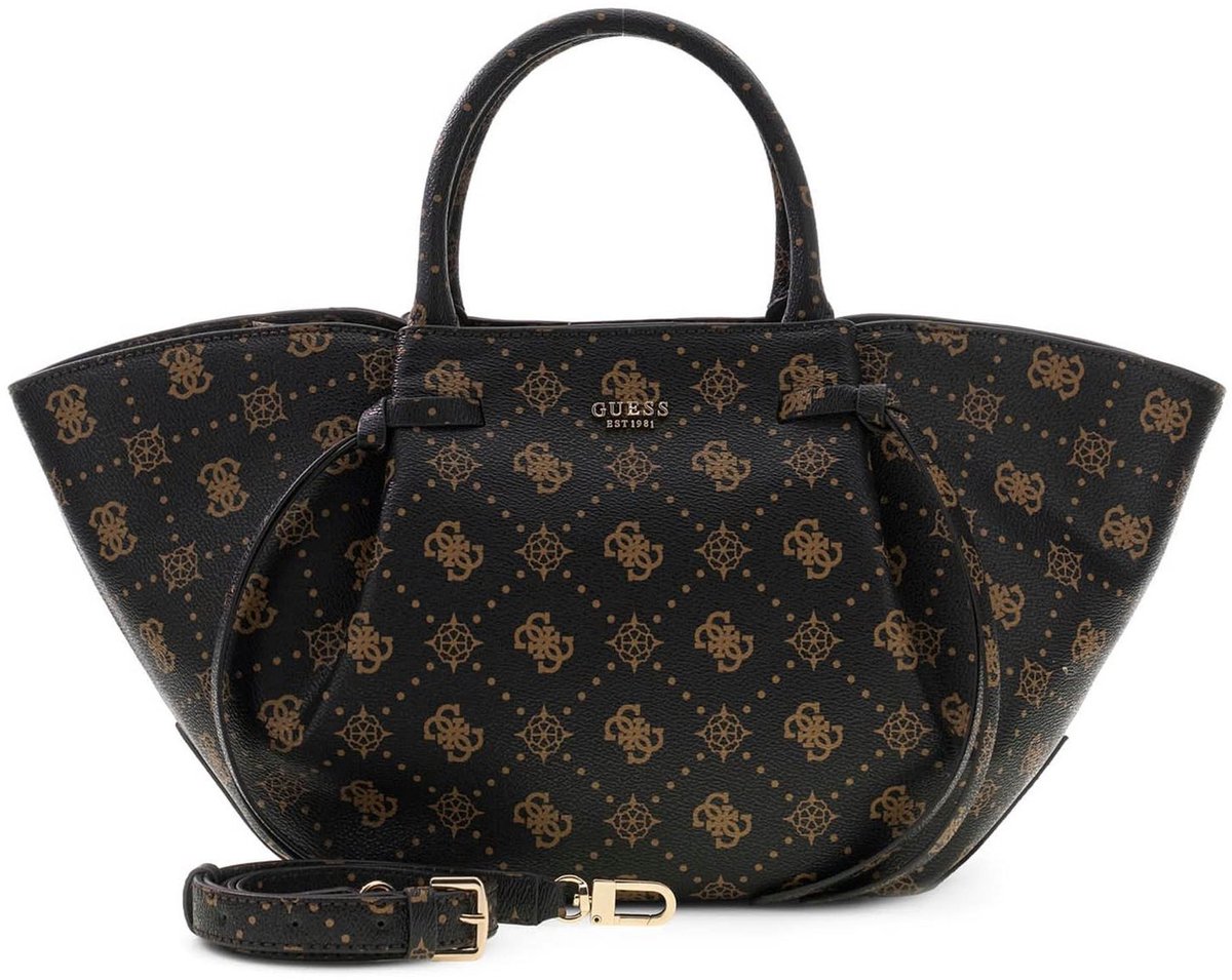 GUESS schoudertas handtas Allegra Girlfriend Satchel Espresso Logo donkerbruin