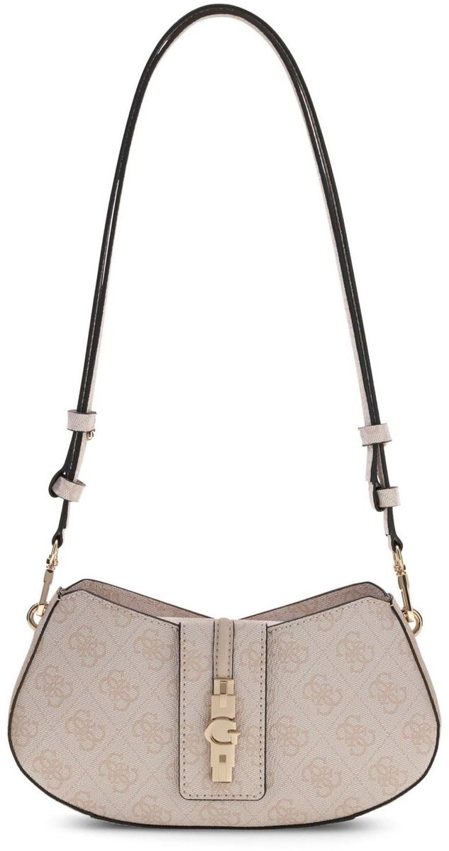 GUESS schoudertas Yvonne Logo Mini Convertible Shoulder Bag Stone Logo beige