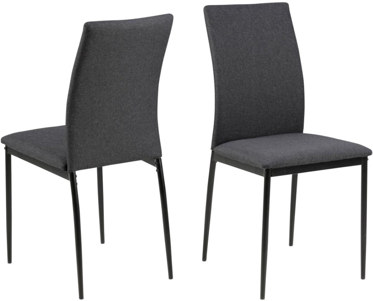 Giga Living Eetkamerstoel Grondal - Grijs Stof - Zithoogte 48,5cm - Set van 4