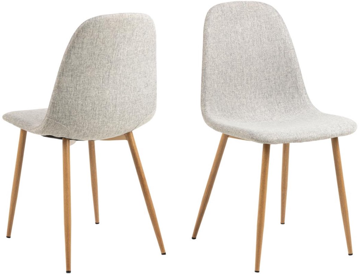Giga Living Eetkamerstoel Duvra - Lichtgrijs/Naturel - Zithoogte 46cm - Set van 4