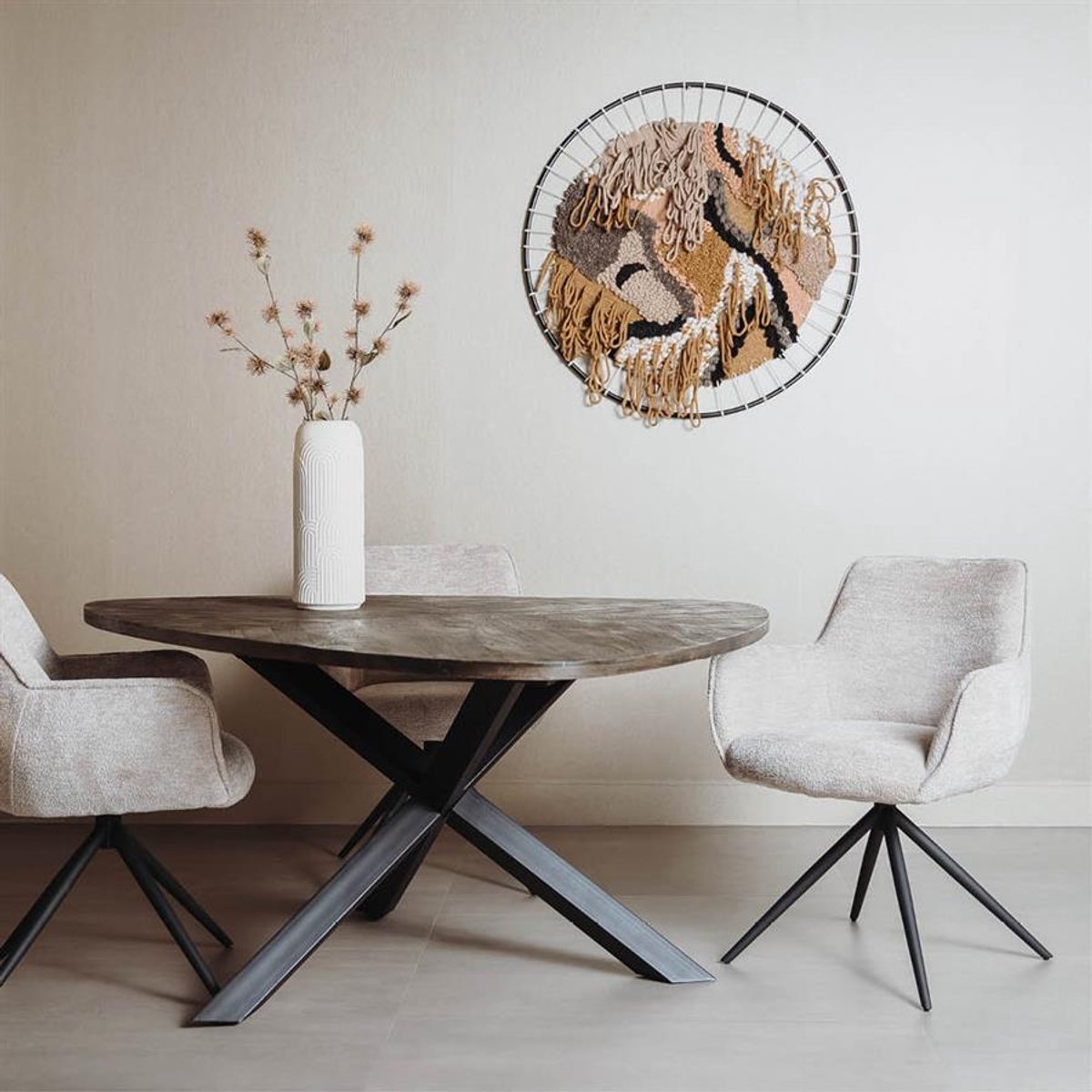 Tower Living Eettafel Trivero - Driehoek Bruin/Zwart Hout - 150x150x78cm