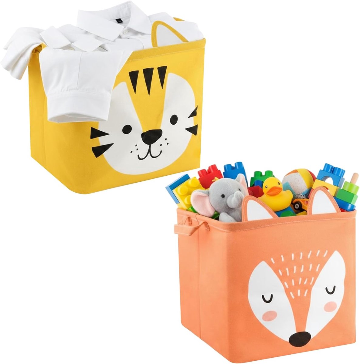 Wasmand 32cm - Vouwbaar met Handvat - 2 Stuks Kinderen - Cartoon Ontwerp - Waterdicht Katoen en Linnen - ShopVlot