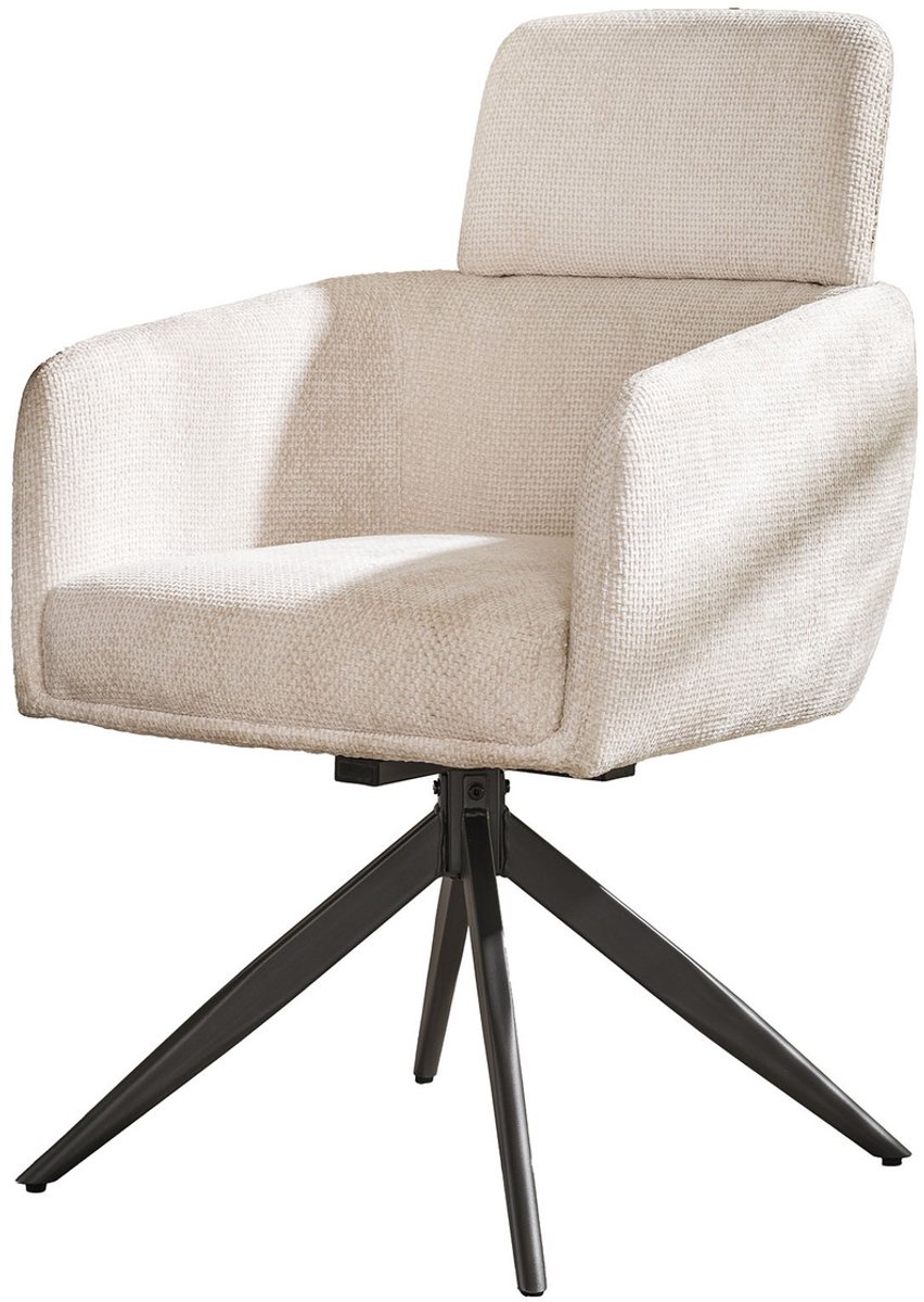 Giga Meubel Eetkamerstoel Headrest Gritt - Wit Stof - Set van 2
