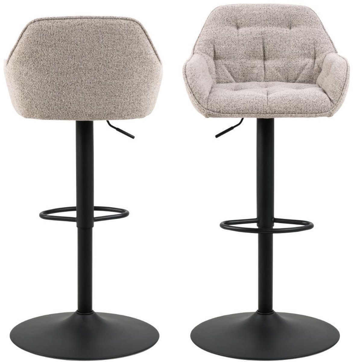Barkruk Bouclé Beige - Zithoogte 63-84cm - Scandinavisch - Set van 2