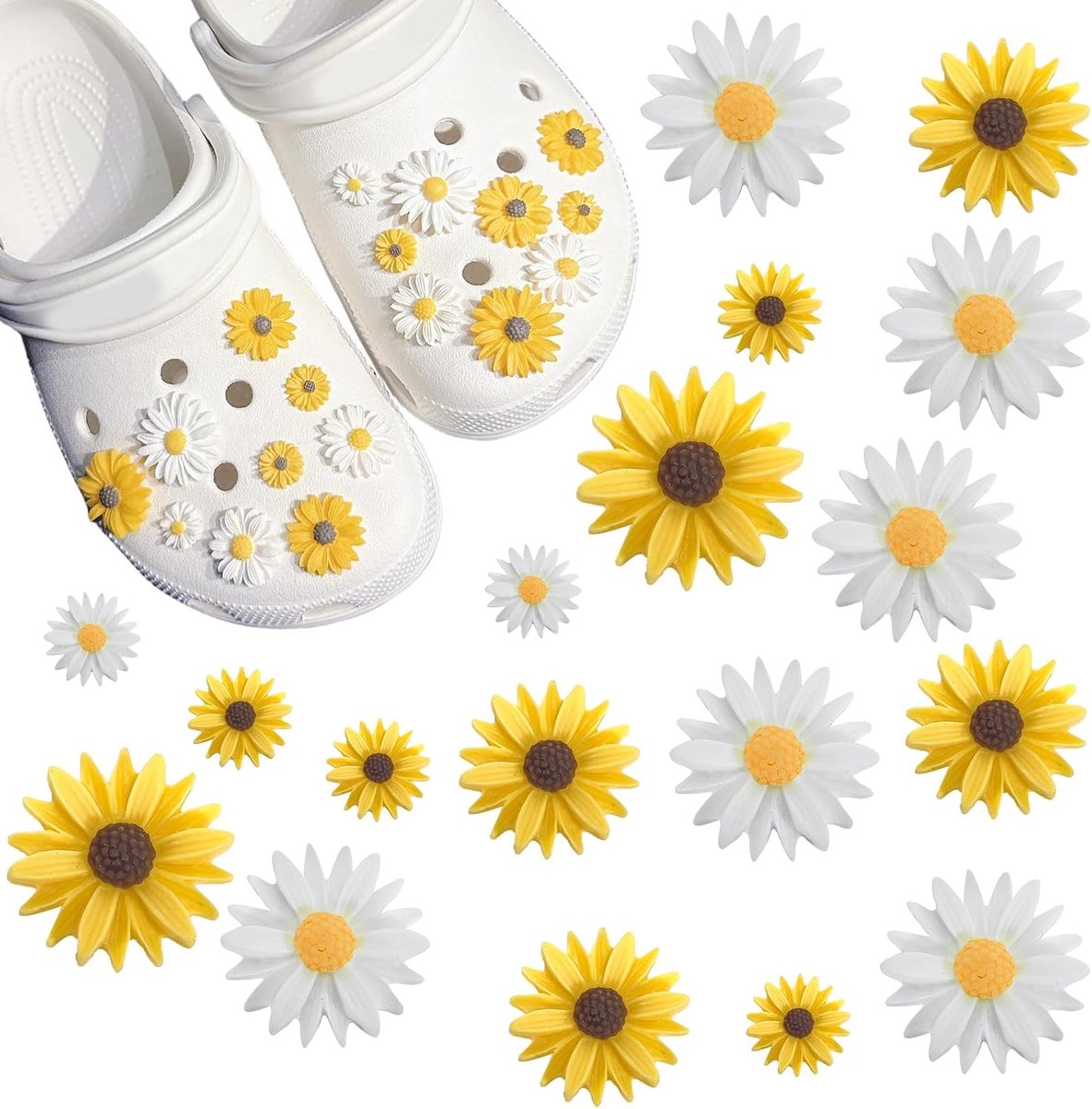 Schoenen Charms voor Volwassenen - 18 Stuks Bloem Motief - Schattige Margrieten - Unieke Sieraden voor Klompen - ShopVlot
