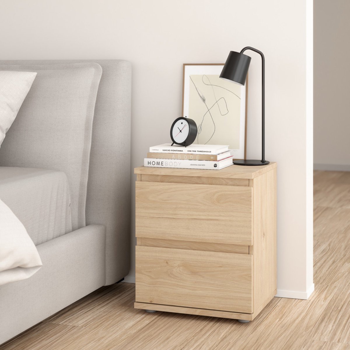 Nachtkastje Nova 2 lades Hickory - Giga Living