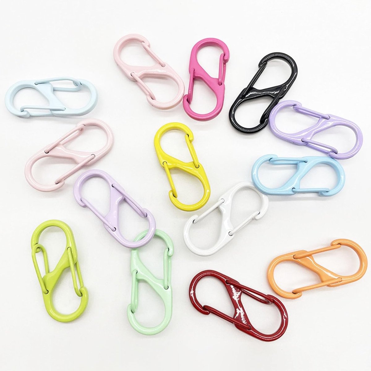 S Carabiner Haken Set van 10 - Mini Metalen Carabiners - 8 Vorm met 2 Openingen - Ideaal voor Buitensporten - ShopVlot