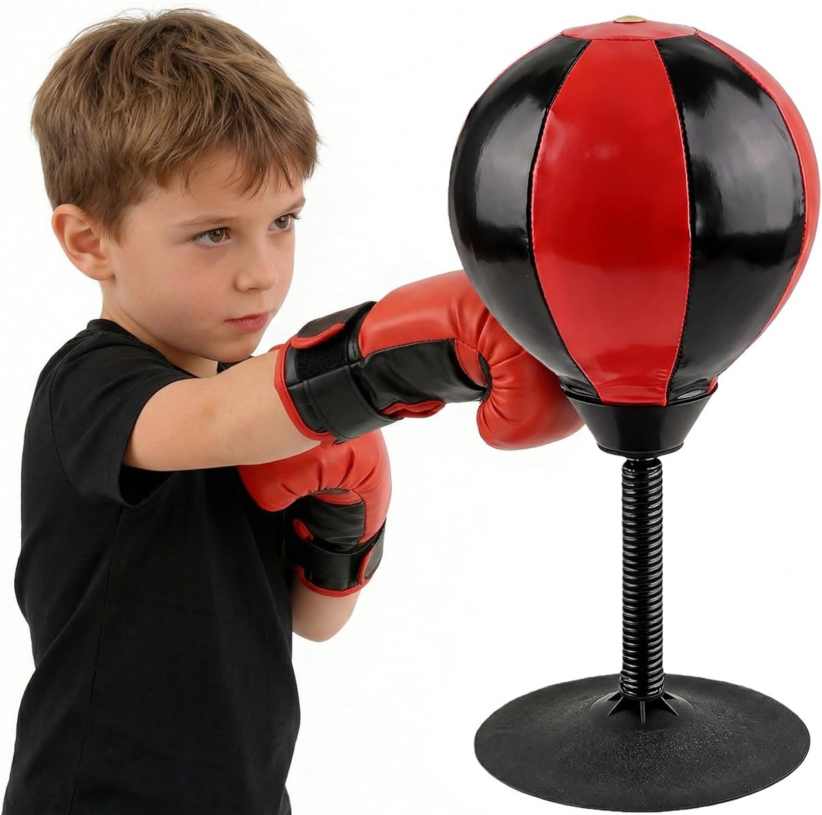 Punchingbal 40 cm - PU-leer - robuust ontwerp - stressvermindering voor thuis en kantoor - ShopVlot