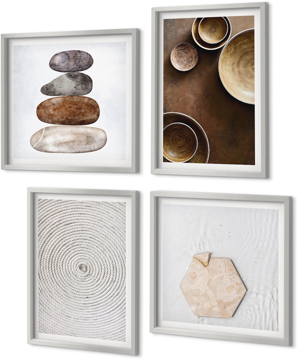 Coloray 4-Delige Schilderij Set - Texturen in de kunst en modern design. - 40 x 40 cm en 40 x 60 cm - Wanddecoratie - Schilderijen Set - Interieur - Decoratieve Schilderijen
