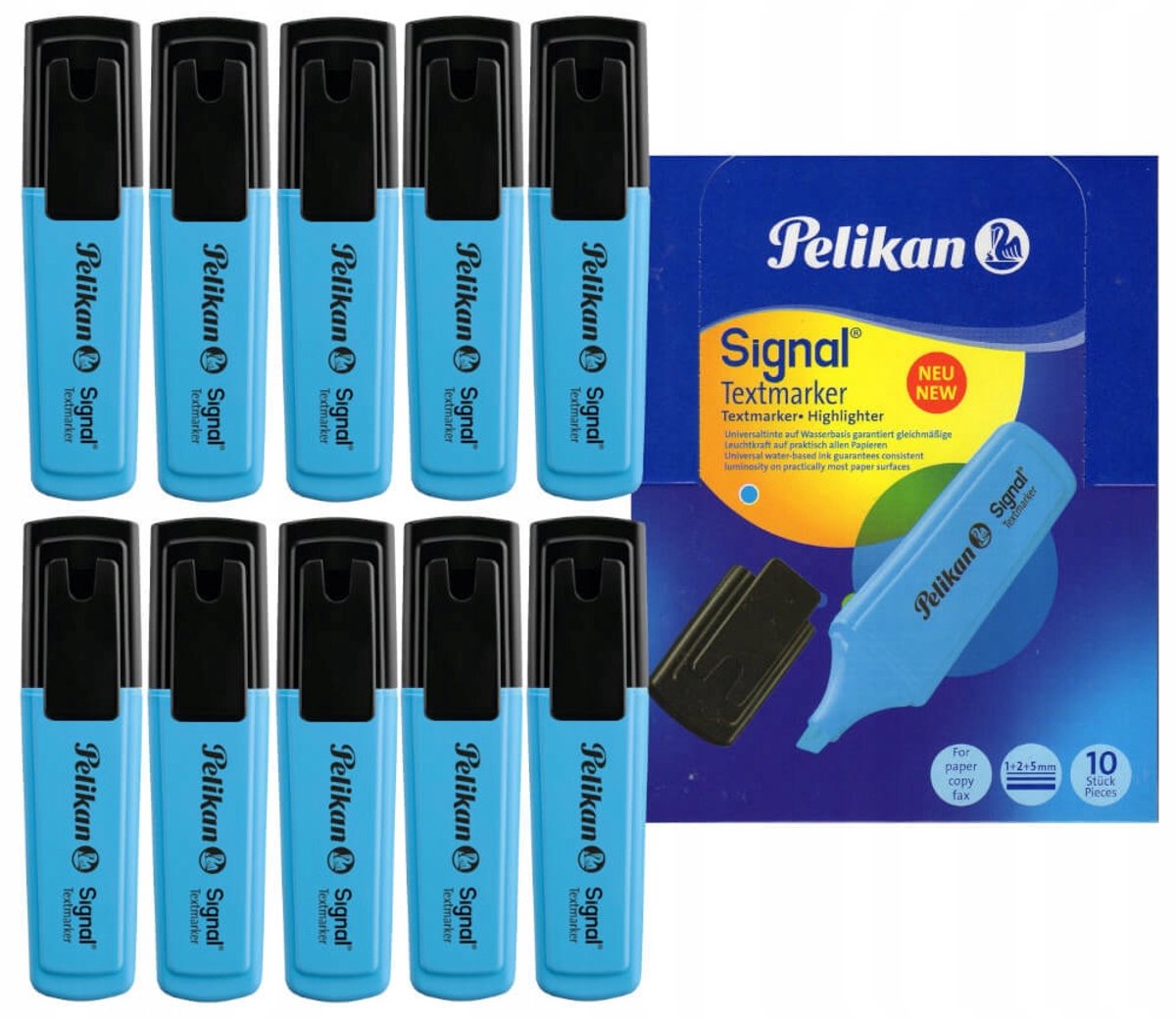 Pelikan Signal 496 Fluorescerende Markers - Blauw, 10 Stuks
