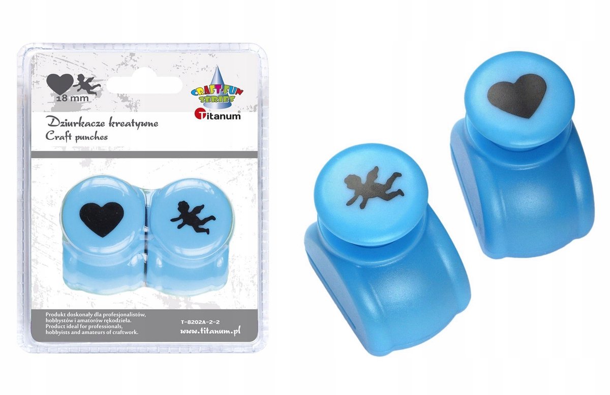 Decoratieve ponsen, 2 stuks, hart en cupido motief