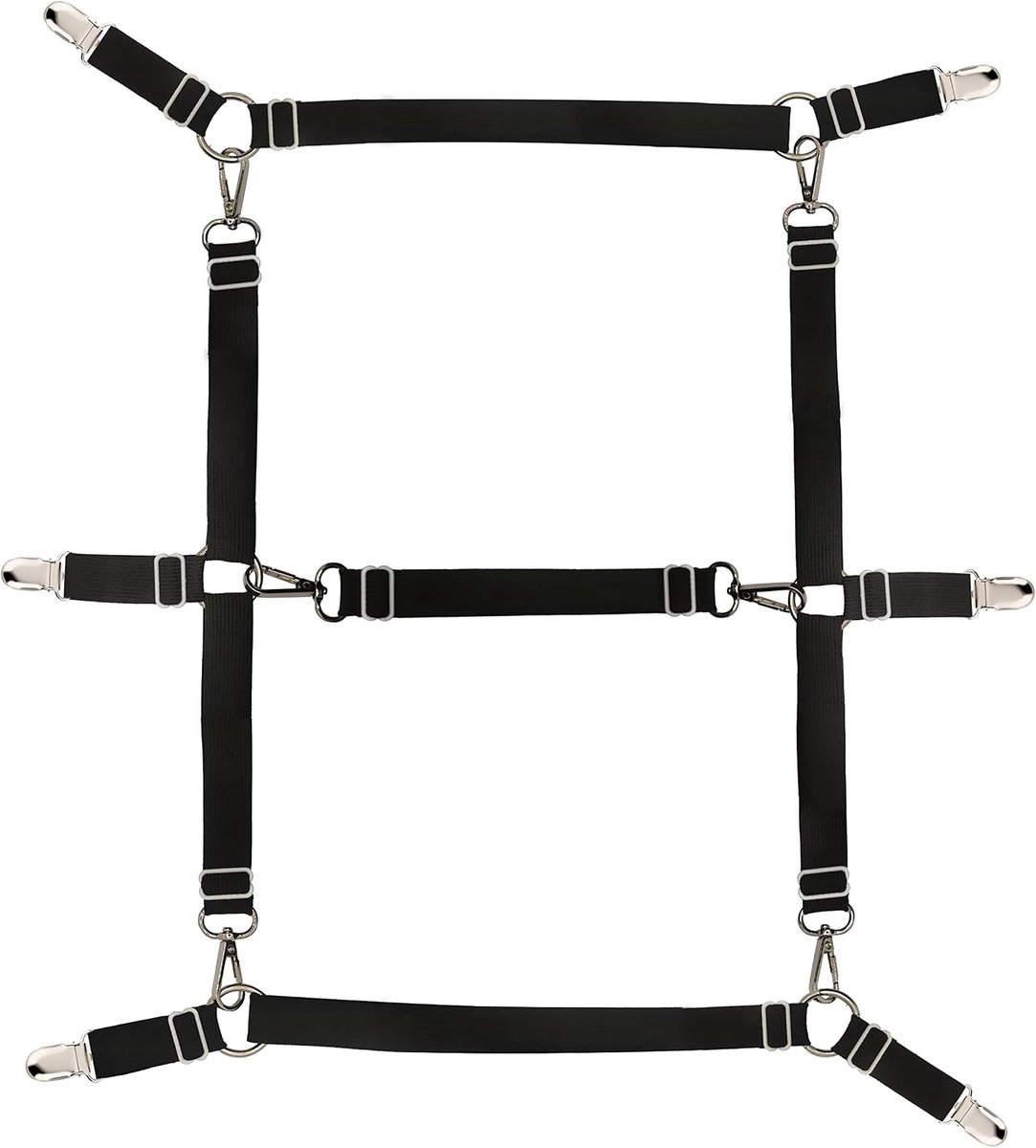 Bed Linen Clips, Adjustable Children's Ceiling Holder Elastic for All Sizes Round and Square, Mattresses (Black) - ShopVlot