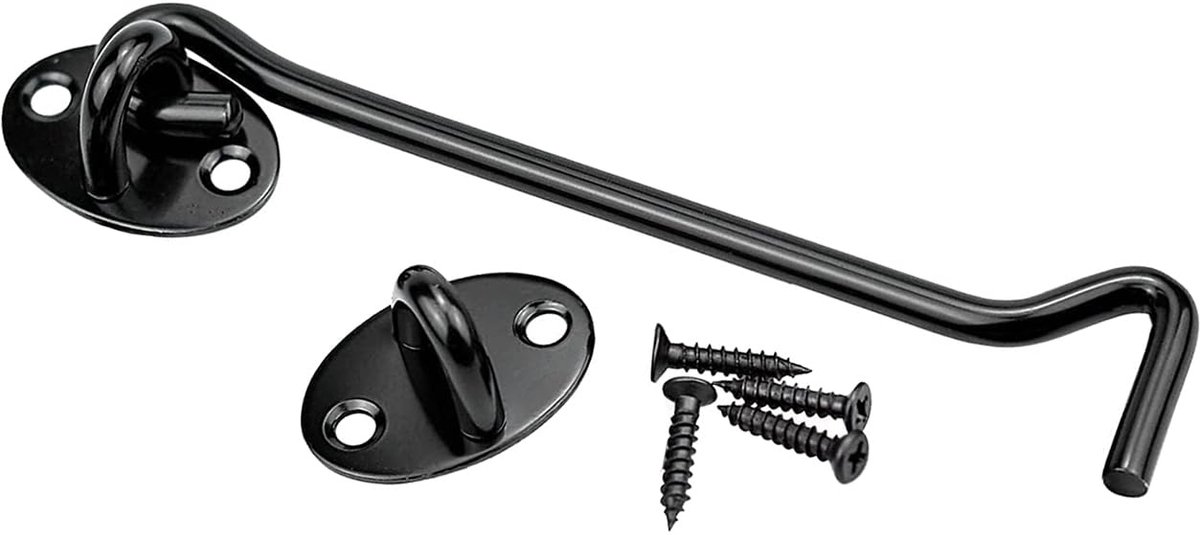 Haken- en oogsluiting, 20,3 cm, 1 stuk, roestvrij staal, zwart