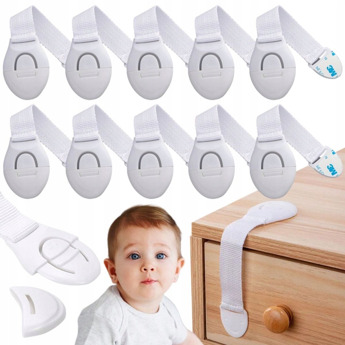 10x Kinderbeveiliging Lades & Kasten - Wit, Eenvoudige Montage