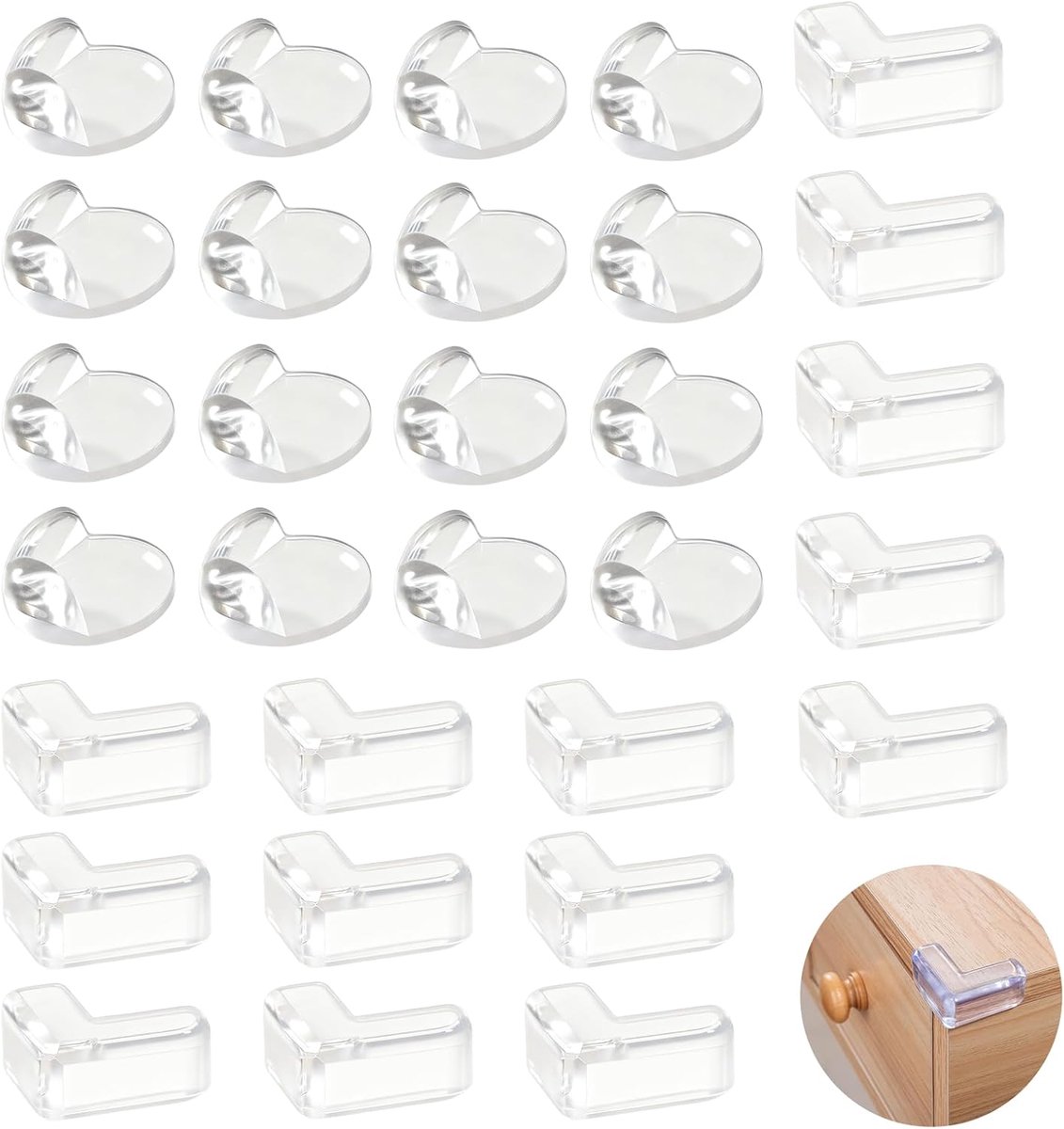 Pack of 30 Children's Edge Protectors Transparent Corner Protection for Kids Corner and Edges Non-Toxic PVC Rubber - ShopVlot
