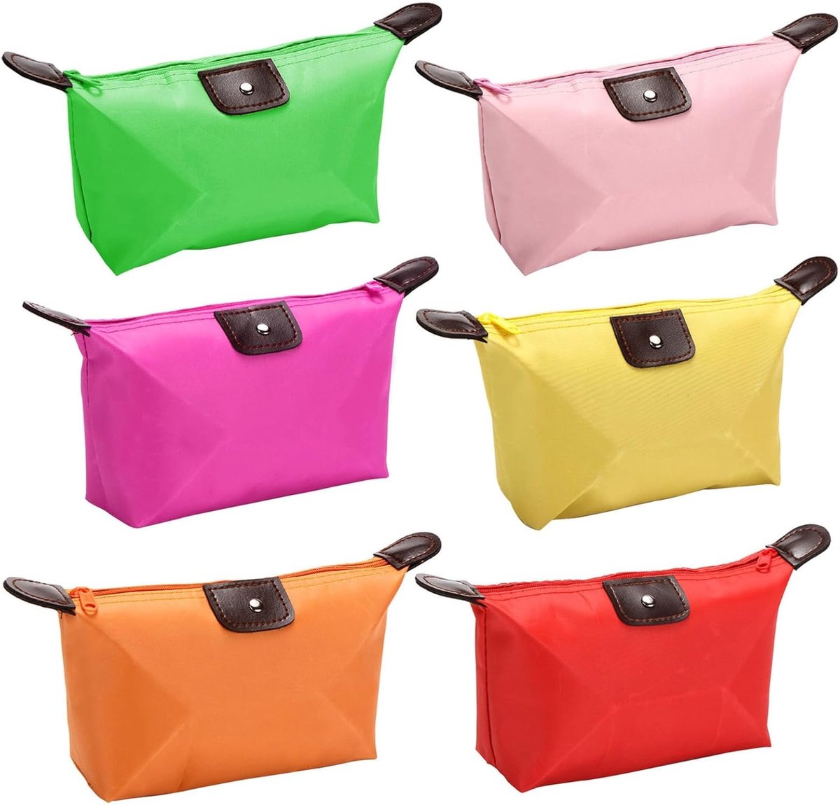 Cosmetic Bag 6 Stuks - Draagbare Toilettas - Vouwbare Dumpling Vorm - Waterproof voor Cosmetica en Kwasten - ShopVlot