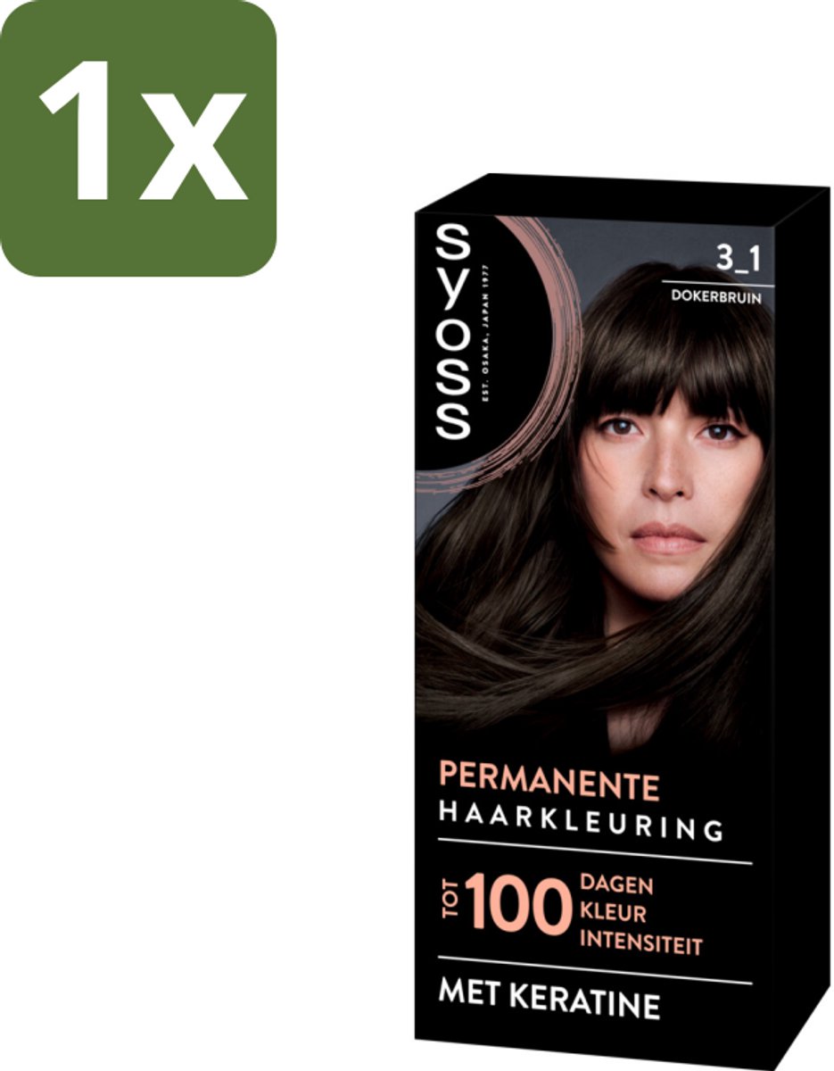 1 x SYOSS - Permanent Coloration 3-1 - Haarverf - Permanente Haarkleuring - Donkerbruin - Grijsdekking - Haarkleur - Permanent Coloration - Grijsdekking - Keratine-formule - Haarverf