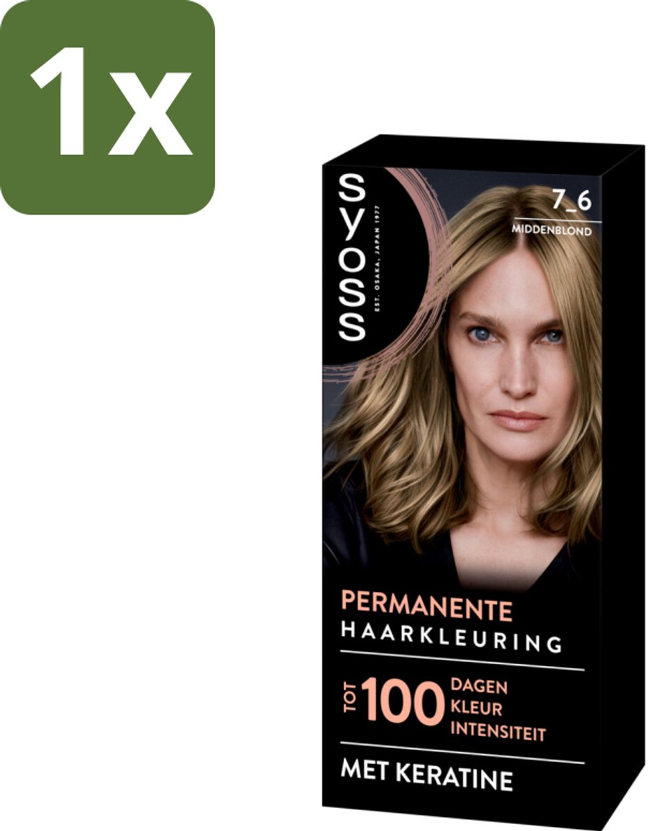 1 x SYOSS - Coloration 7-6 Middenblond - Haarverf - Grijsdekking - Vermindert Haarbreuk - Haarverf - Permanente Haarkleuring - Grijsdekking - Keratine - Haarverf Met Keratine