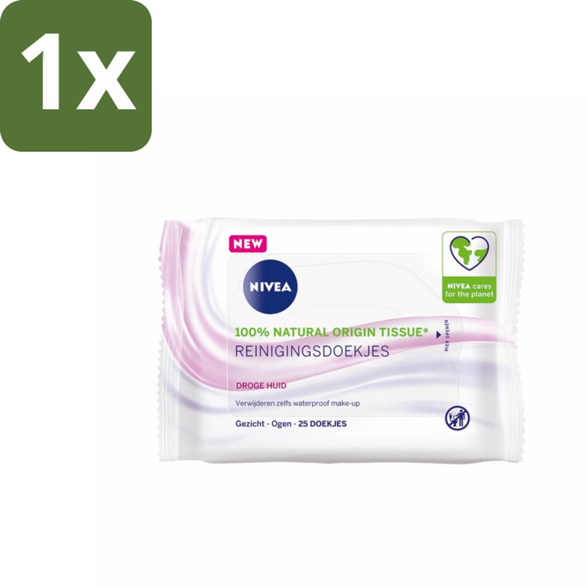 1 x NIVEA - Reinigingsdoekjes - Verzachtend - Droge Huid - Verwijdert Waterbestendige Make-up - 25 Doekjes - Gezichtsreinigingsdoekjes - Droge Huid - Make-up Verwijderen - Amandelolie - Hydra IQ