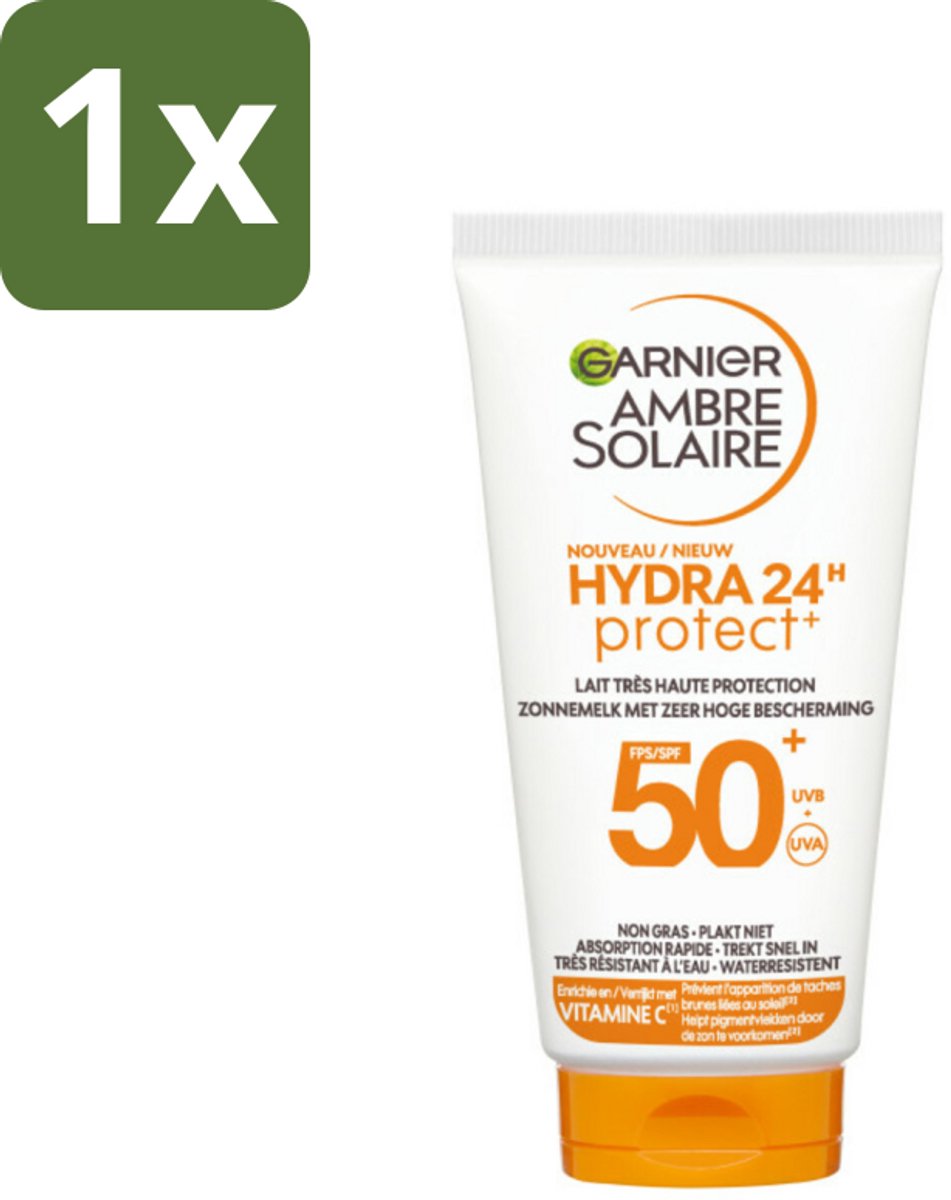1 x Garnier - Ambre Solaire - Zonnebrandcrème - Hydra 24H Protect - SPF 50+ - Reisformaat - 50 ml - Zonbescherming - Zonnebrandcrème - SPF 50+ - Reisformaat - Hydratatie