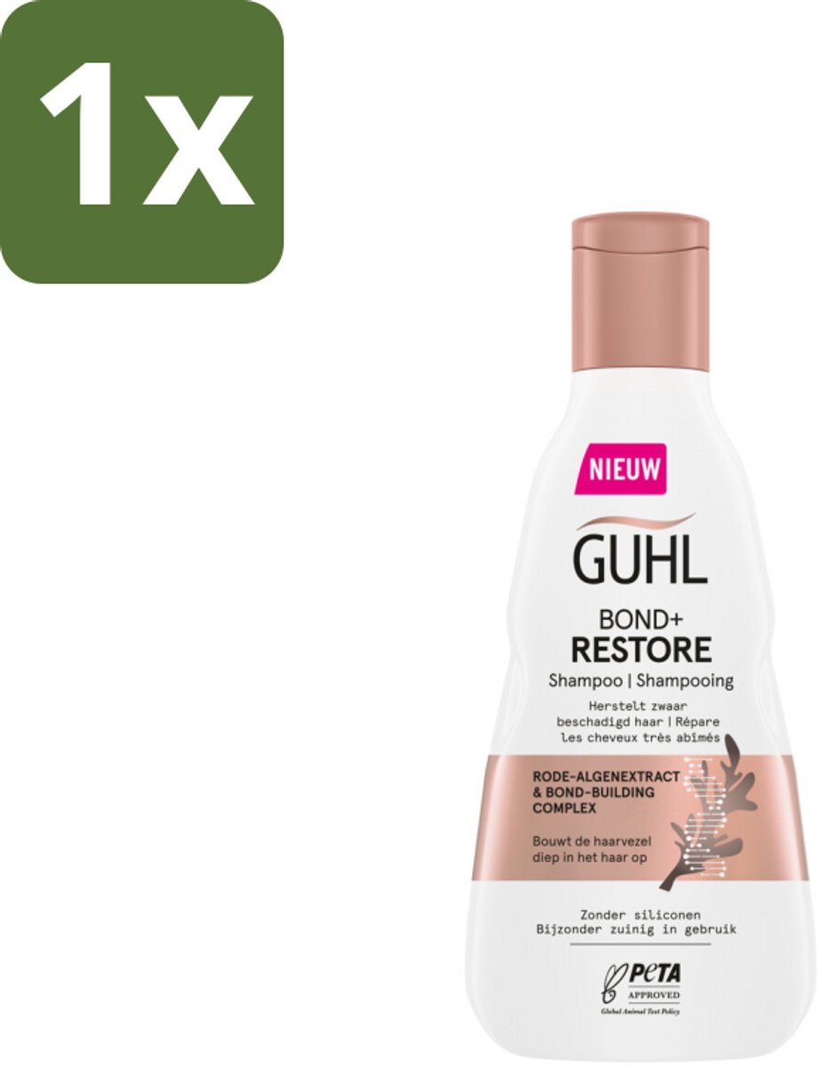 1 x Guhl - Shampoo - Bond+ Restore - 250 ml - Herstel Haar - Beschadigd Haar - Zwaar Beschadigd Haar - Haarbreuk - Haarverzwakking