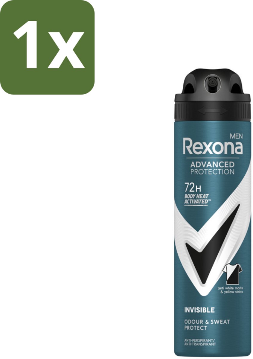 1 x Rexona Men - Deodorant Spray - Advanced Protection Invisible - Langdurige Frisheid - 150 ml - 72 Uur Bescherming - Vlekkeloze Kleding - Zweetbehandeling - Deodorant Spray - Anti-strepen