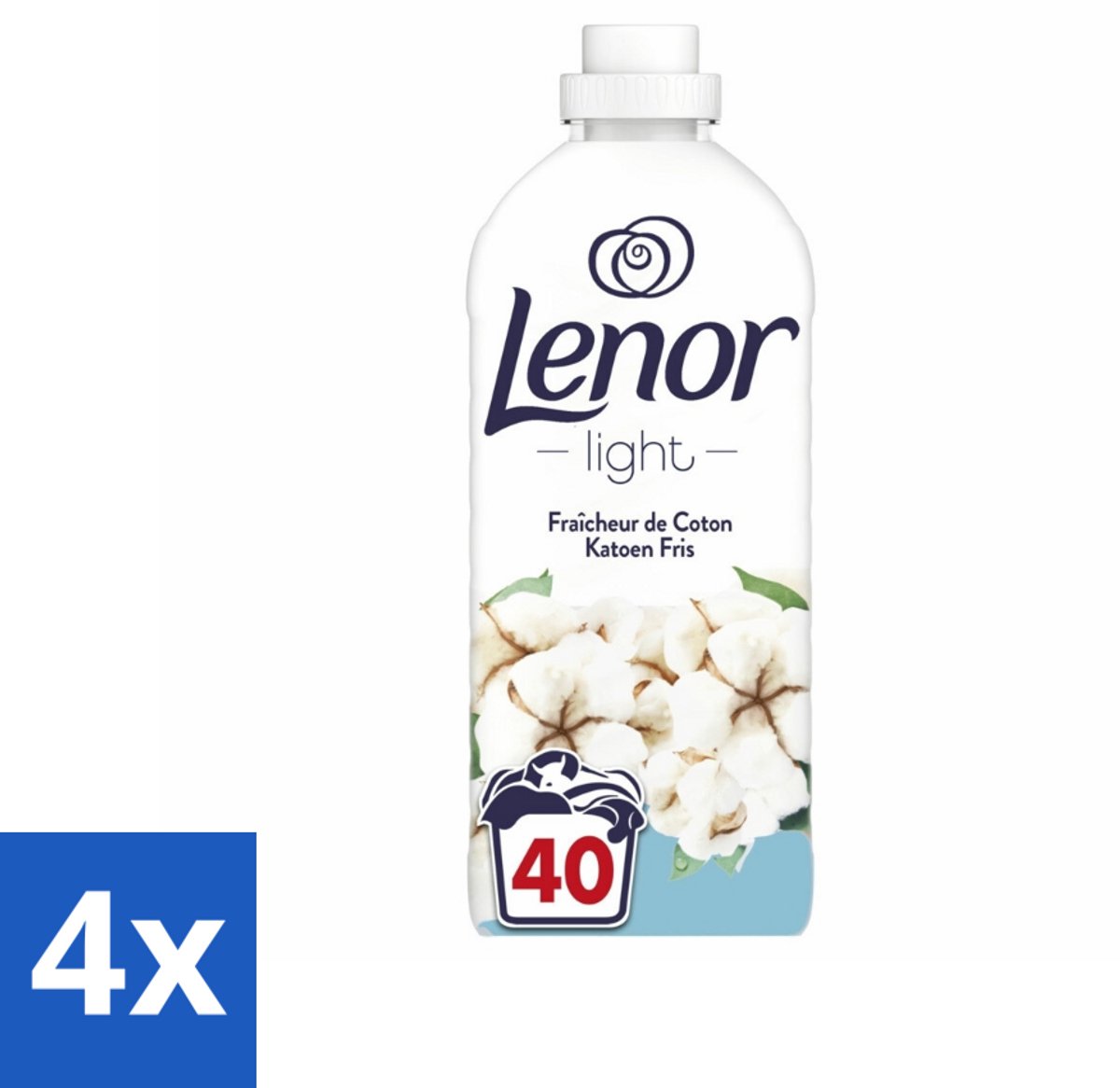 4 x Lenor Light - Wasverzachter - Katoen Fris - Fris & Zacht - 40 Wasbeurten - Wasverzachter Katoen - Lenor - Frisse Geur - Zachte Was - Wasmiddel