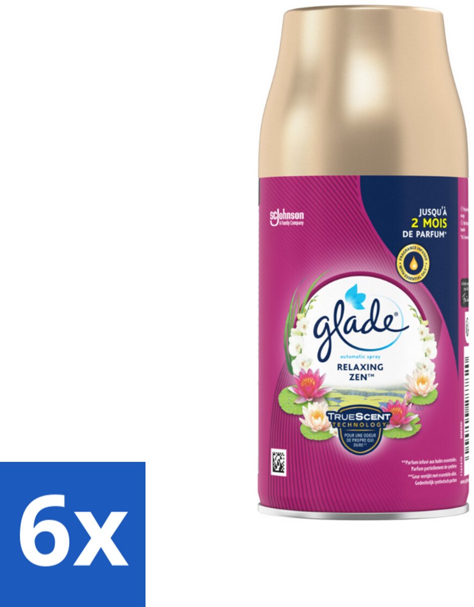 6 x Glade - Navulling Automatische Spray - Relaxing Zen - 269 ml - Glade Automatische Spray - Geurnavulling - Relaxing Zen - Ontspannende Geur - Appelgeur