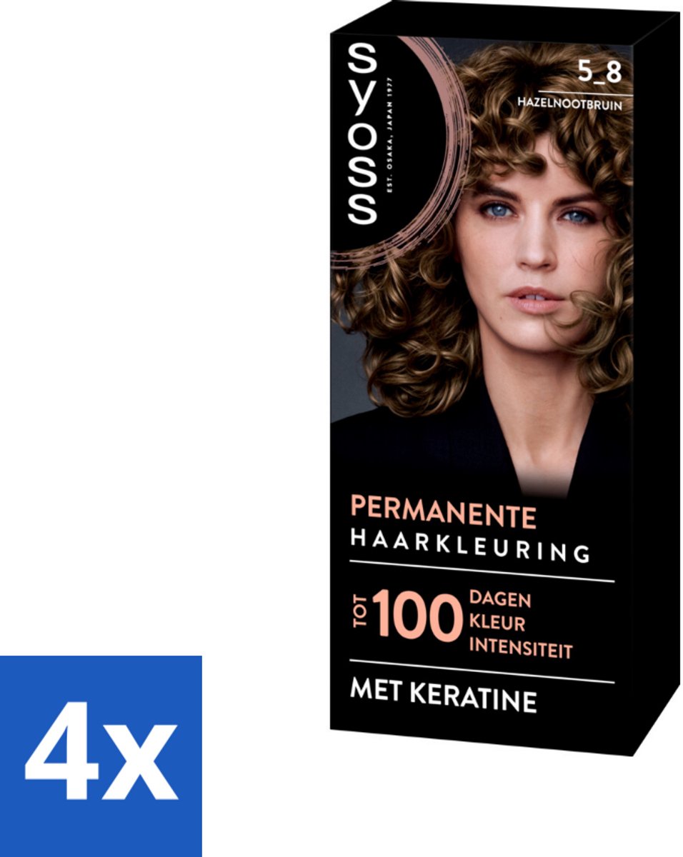4 x SYOSS - Coloration 5-8 Hazelnootbruin - Haarverf - Grijsdekking - Vermindert Haarbreuk - Permanente Haarkleuring - Haarkleur - Grijsdekking - Keratine - Haarkleurintensiteit