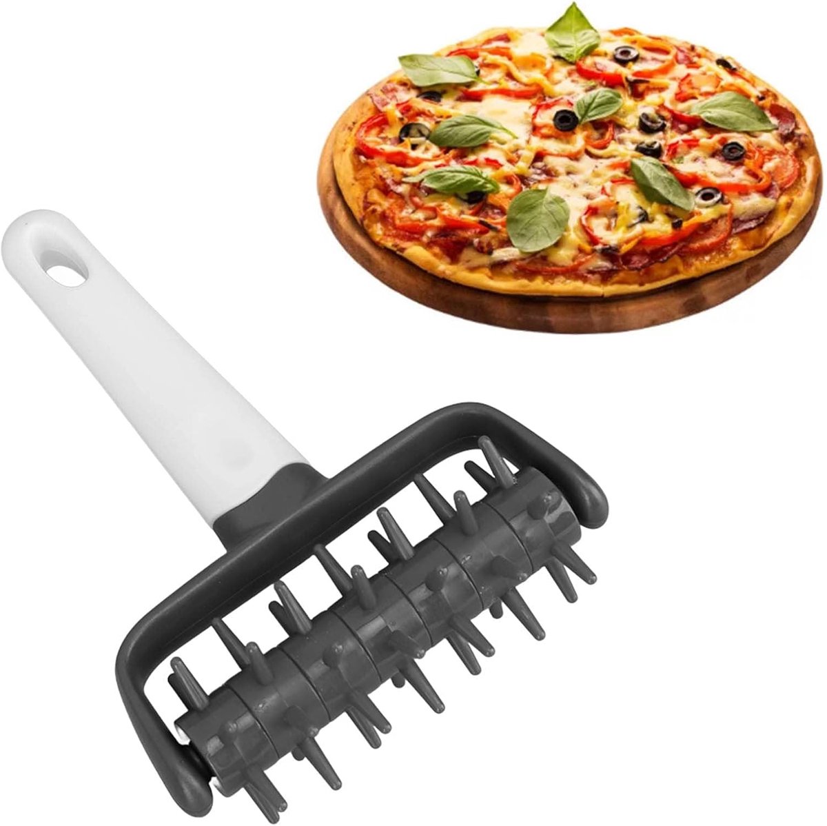 Pizza deeg docker - grijs - deeg gatenmaker - voorkomt blazen tijdens het bakken - ShopVlot