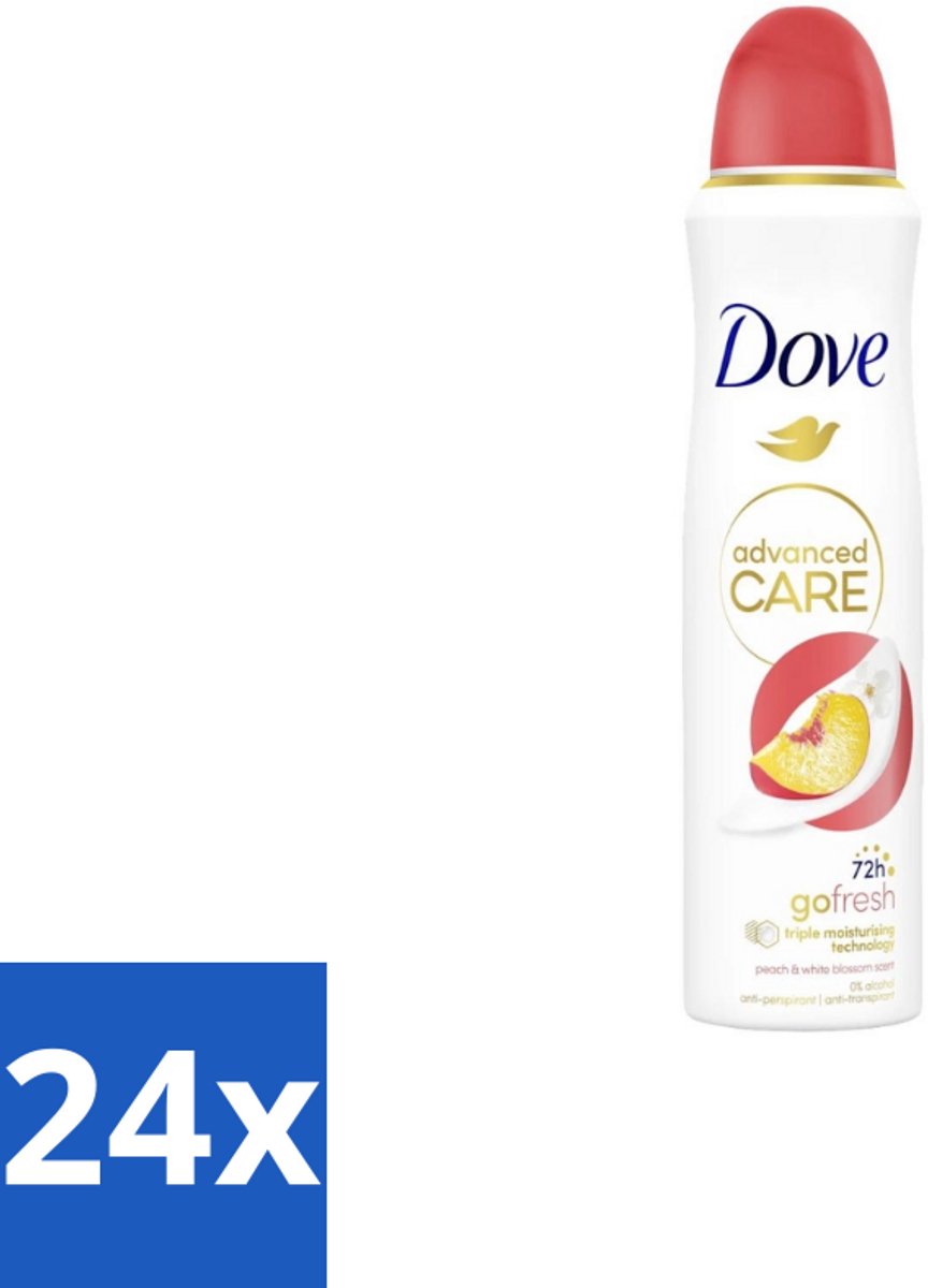 24 x Dove Deodorant Spray - Perzik & Witte Bloesem - 150 ml - Dove Deodorant - Anti-transpirant - Peach & White Blossom - Deodorant Spray - Verzorgende Deodorant