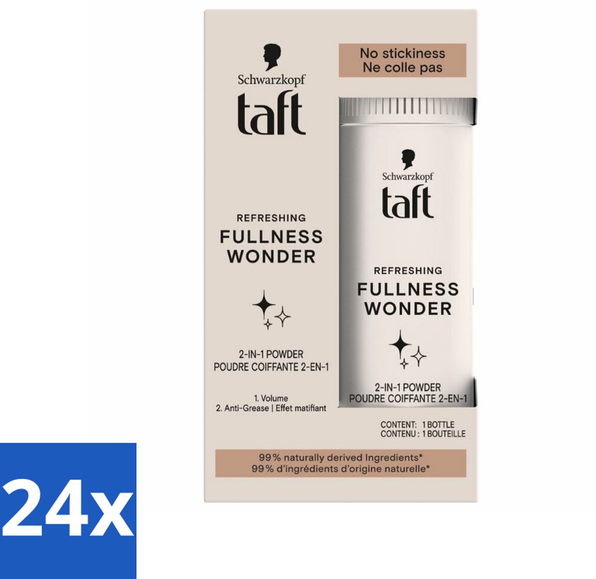 24 x Taft - Refreshing Fullness Wonder - Volumepoeder - Volume & Anti-Grease - 10 gr - Haarpoeder - Volume Haar - Textuur Haar - Droog Shampoo - Vegan Haarproducten