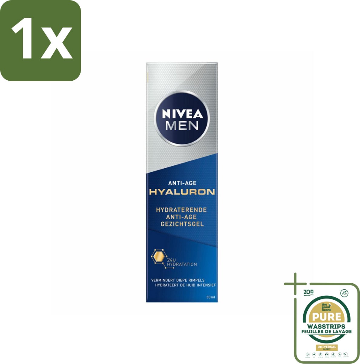 1 x NIVEA MEN - Anti-Age - Hydraterende Gezichtsgel met Hyaluron - 50 ml- Anti-aging Gel - Hyaluronzuur Gel - Gezichtsgel Mannen - Hydraterend Gezichtsgel - Anti-aging Huidverzorging