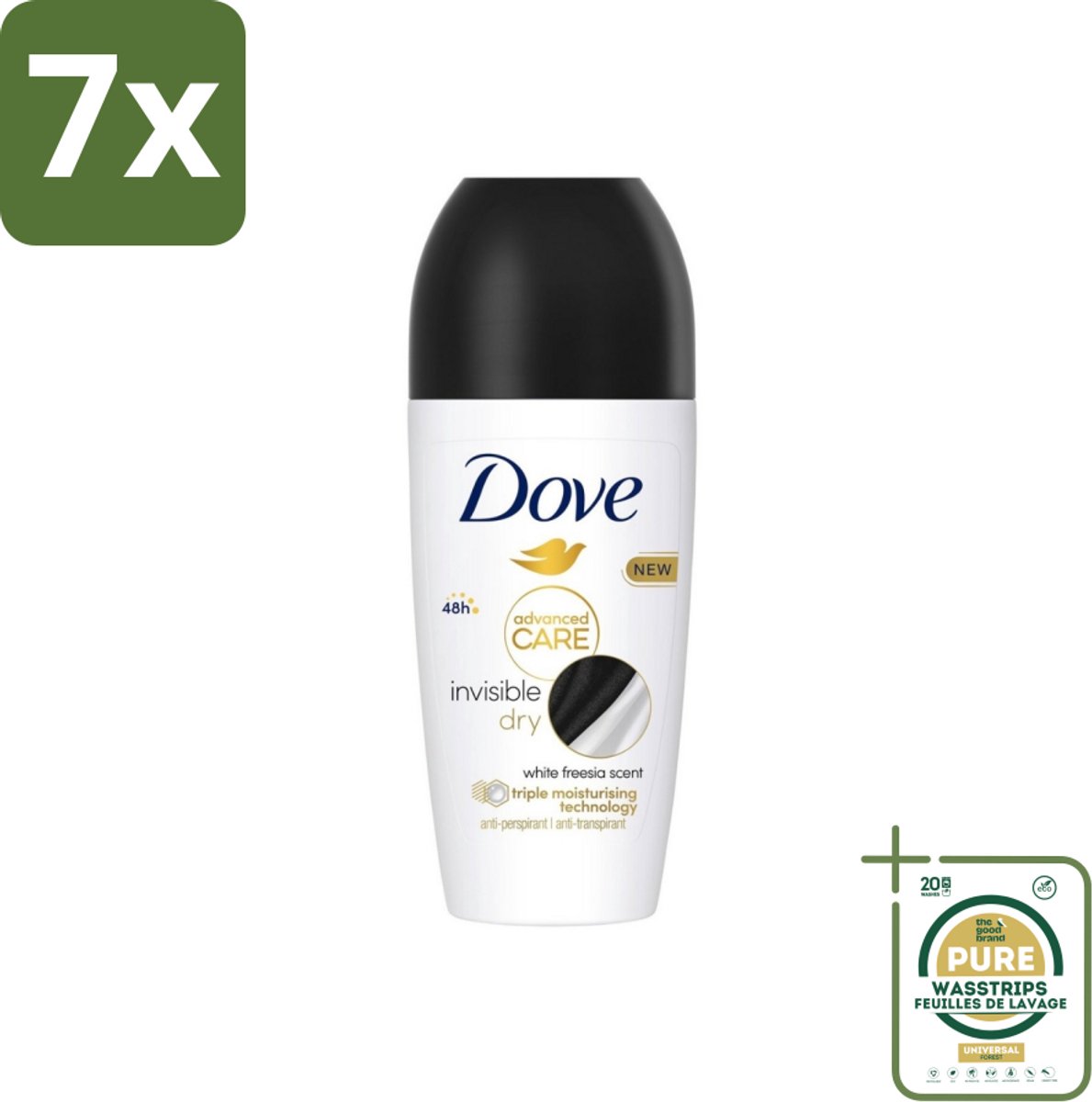 7 x Dove Deodorant Roller - Invisible Dry - 50 ml - Grootverpakking - Dove Deodorant Roller - Onzichtbare Bescherming - Anti-transpirant - Anti-witstrepen - Frisheid