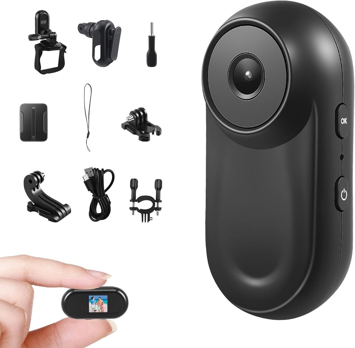 Mini Action Camera - Zwart - Compact - Draagbare Helmcamera met Magnetisch Ontwerp - Voor Vloggen en Sport