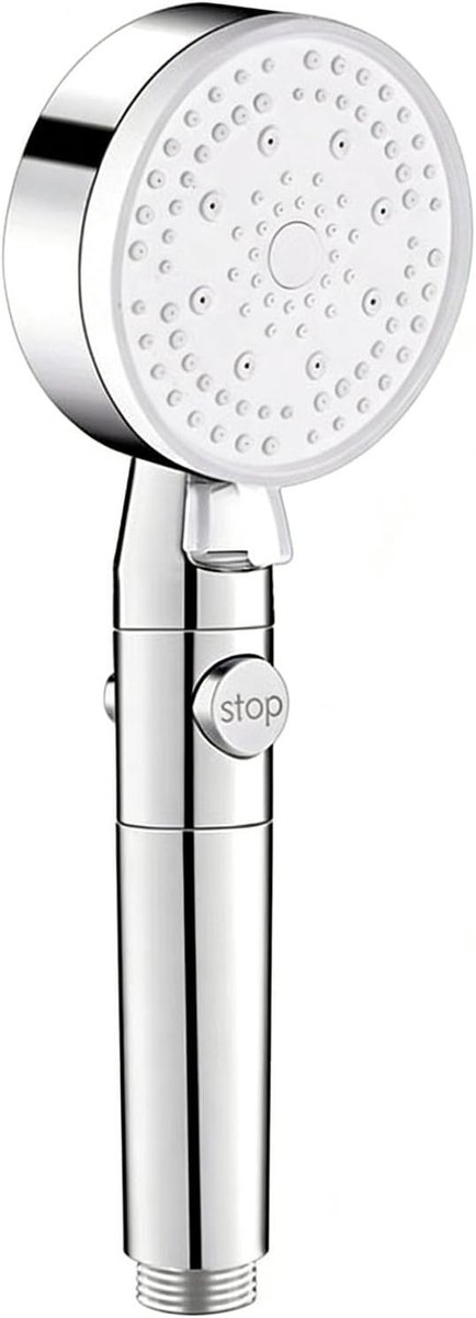 Douchekop waterbesparend Φ90mm - zwarte handdouche - 5 straalsoorten - met stopfunctie - ShopVlot