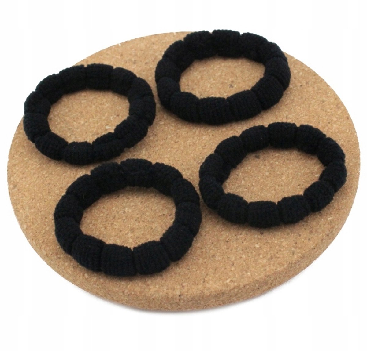 Set van 4 Zwarte Zachte Elastische Haarelastiekjes Frottee