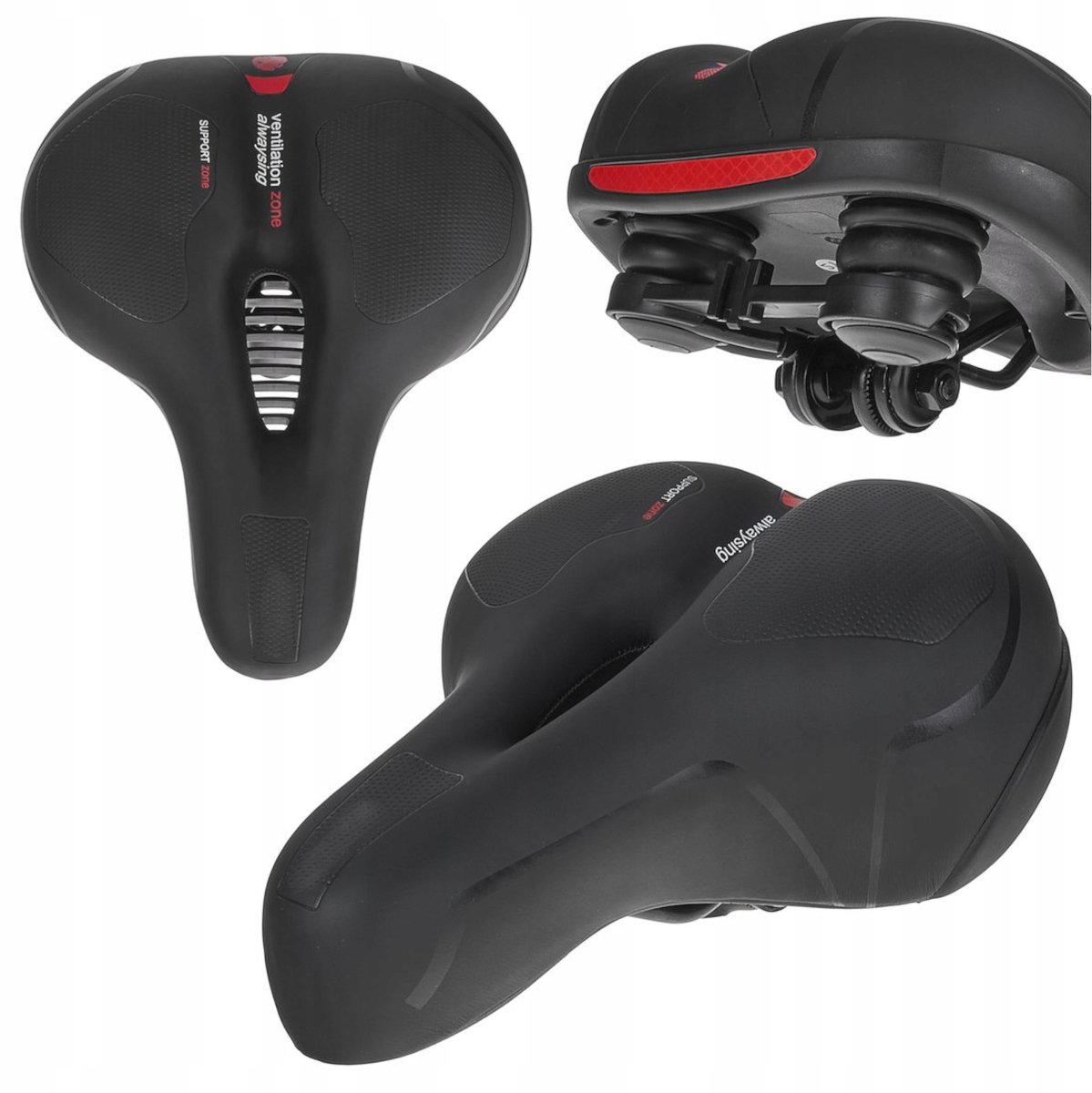 Comfortabel Fietszadel met Schuim en Reflectie - Merkloos