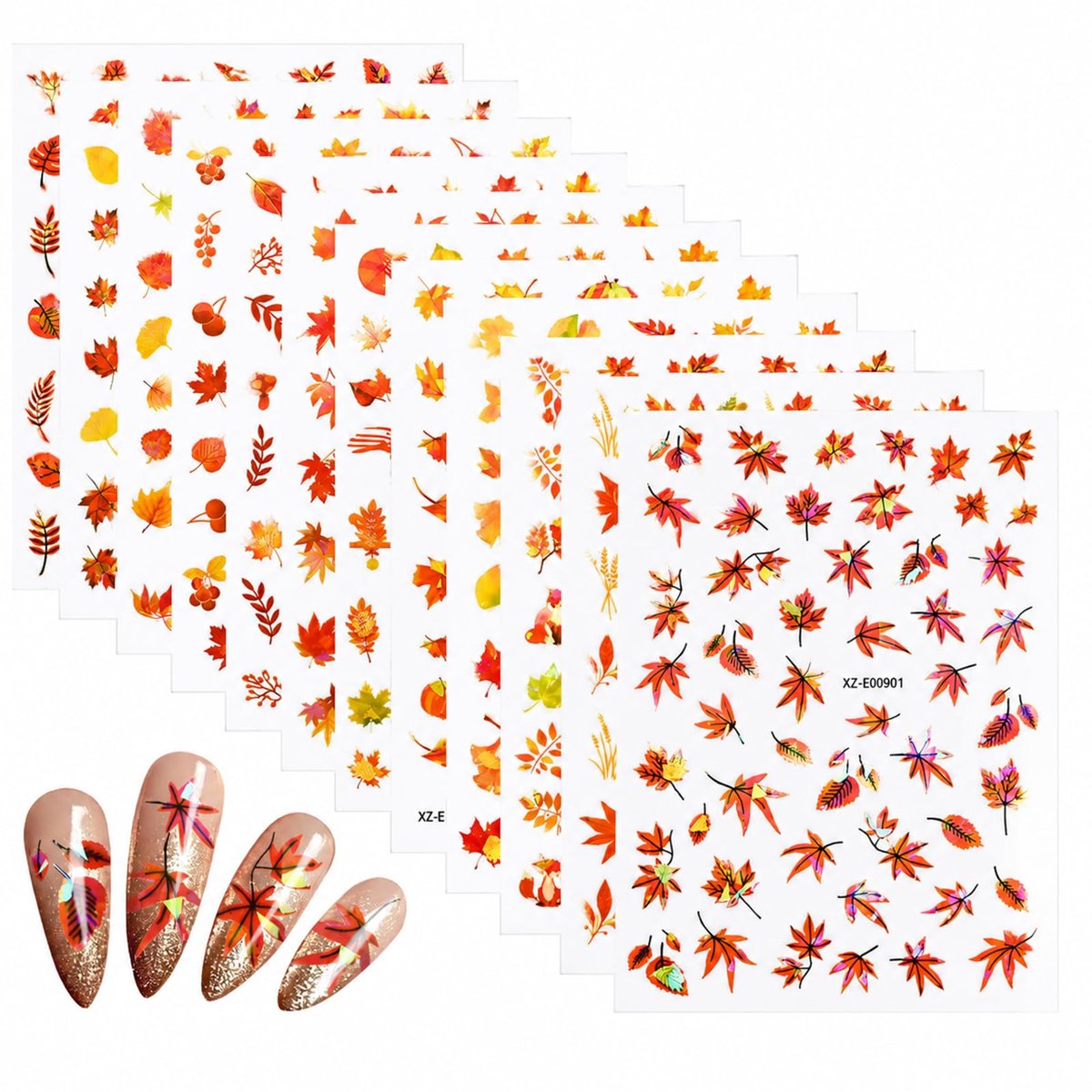 Nagelstickers herfst - 12 vellen - herfstontwerpen - eenvoudig aan te brengen - ShopVlot