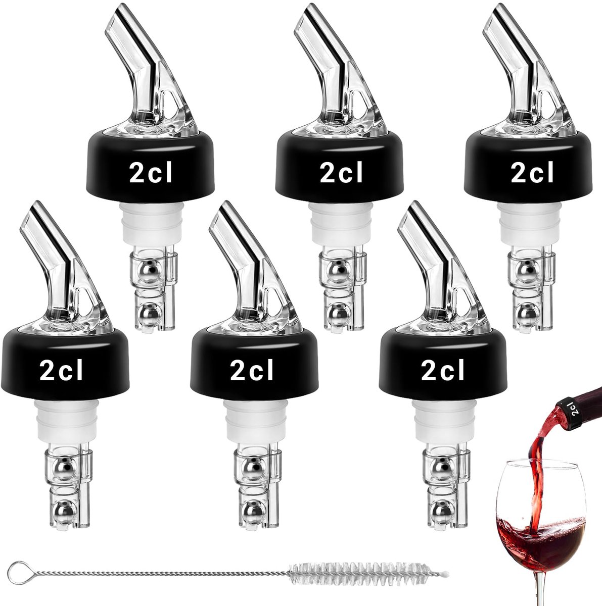 6 stuks schenktuit voor sterke dranken, 2 cl doseerder voor flessen (2 ml) - ShopVlot