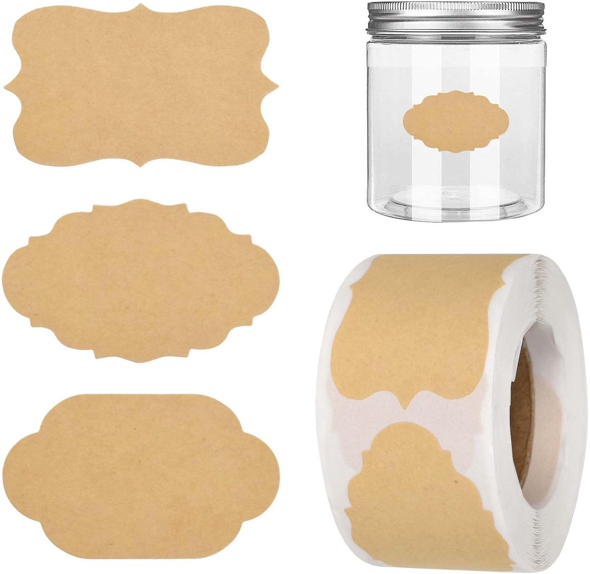 Labelstickers van Kraftpapier - Bruin - 5 x 3 cm - Beschrijfbare Cadeaustickers - Voor Geschenken en Jampotten