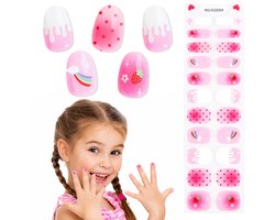 TOROKOM Gelnagellakstickers, voor kinderen, 22 stuks, regenboog, aardbeien, nagelfolie, grappige nagelstickers - ShopVlot