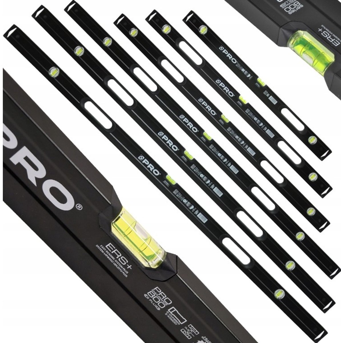 Set Waterpas fi 60-200cm, 6 stuks, robuust aluminium