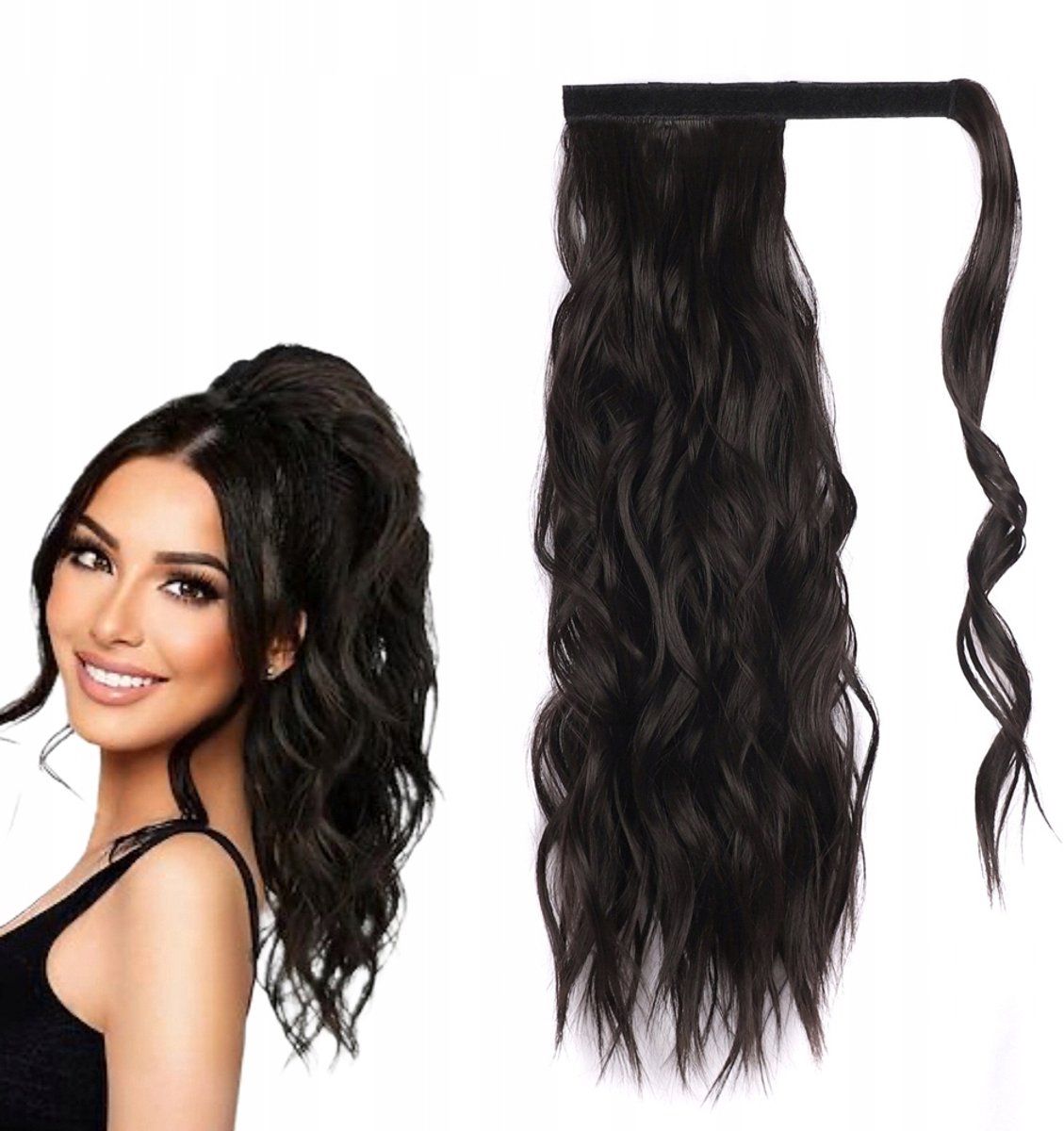 Krullende Paardenstaart Extensions 47CM Donkerbruin Synthetisch Haar