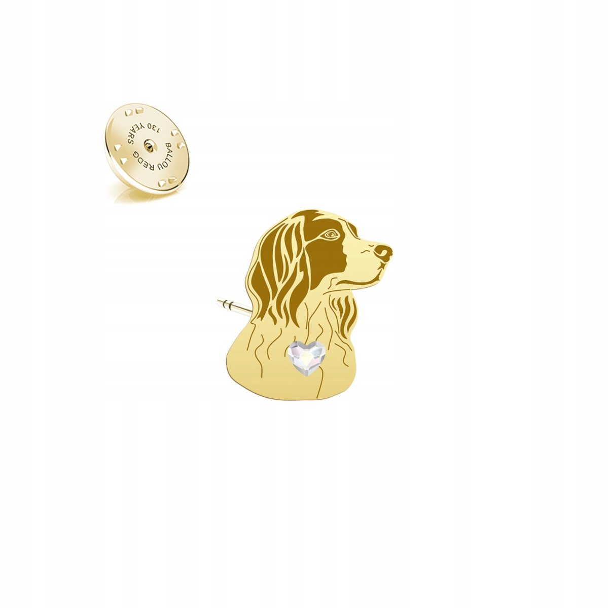 Gouden Ierse Setter Broche - 925 Zilver met Kristal