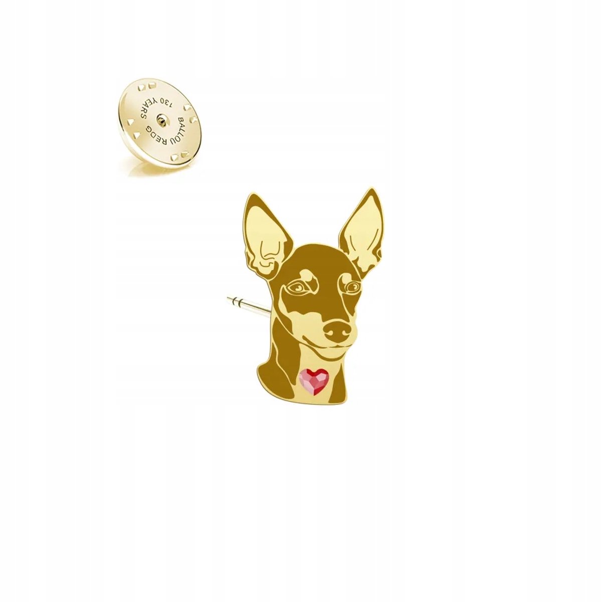 Gouden Pin English Toy Terrier - Zilver 925 Verguld met Kristal