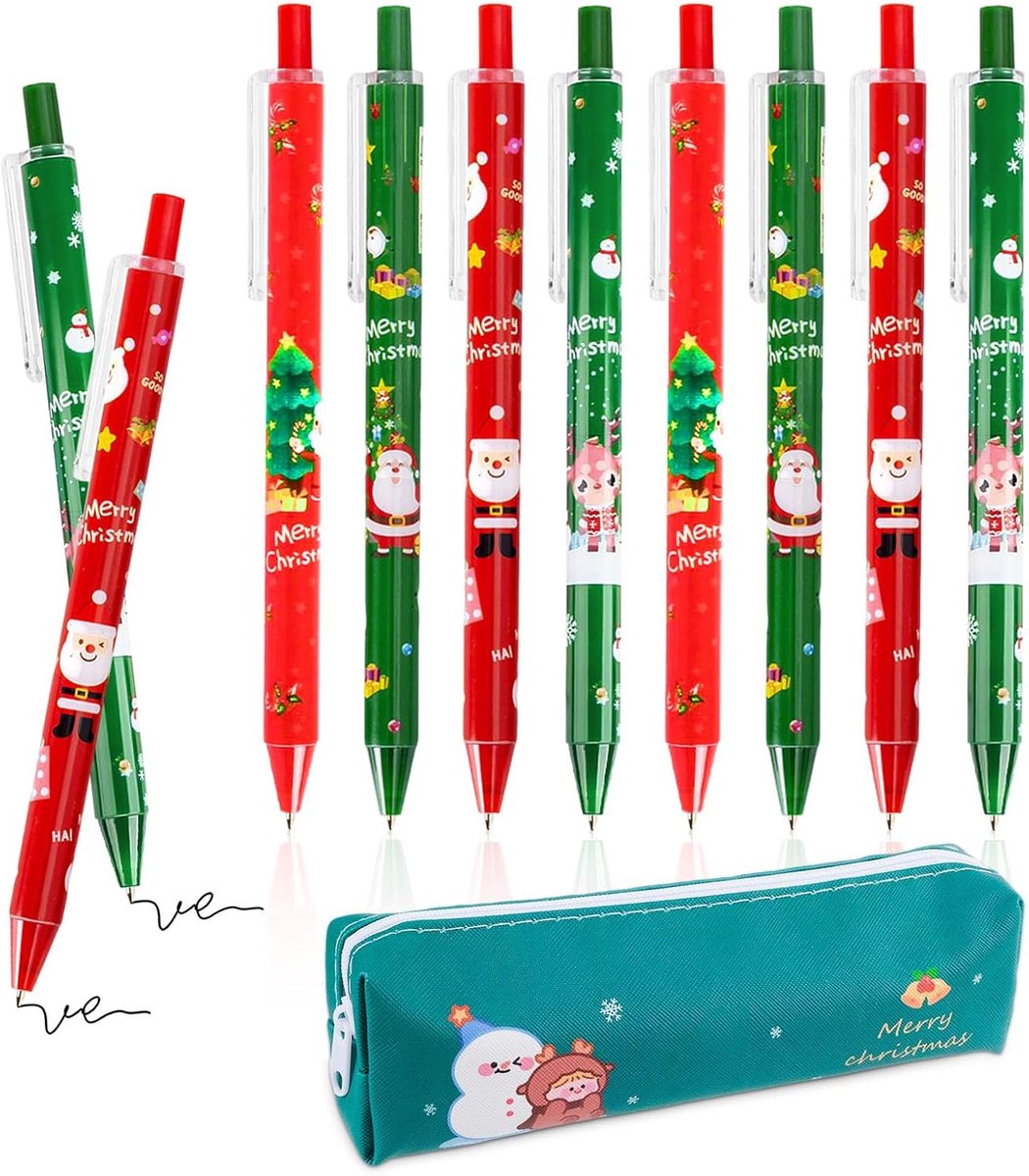 24 Pcs Ballpoint Pens Christmas 0.5mm Christmas Pen Set, Gel Pens Christmas Black Ballpoint Pen with Case, Christmas - ShopVlot
