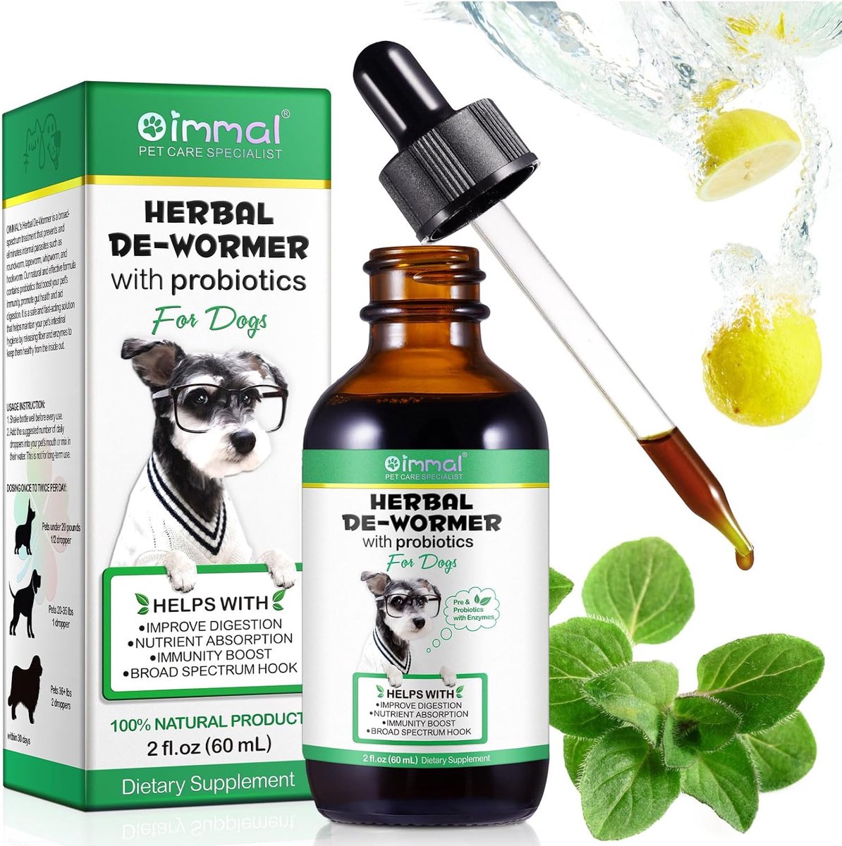 Dog Wormer Liquid, Natural Herbal Worming Drops For Dogs, 100% Natural, Promotes Intestinal Health And Hygiene - ShopVlot