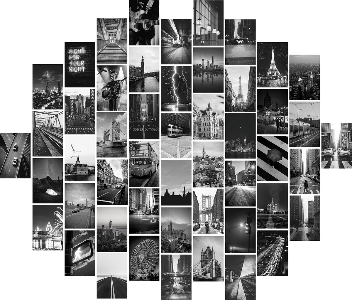 Muurcollage Kit - Zwart-Witte Foto's - 50 Set 10,16 cm x 15,24 cm - Slaapkamer Decor voor Meisjes en Jongens - ShopVlot